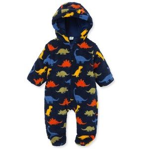 Fuzzy Dino Fleece Hooded Footie